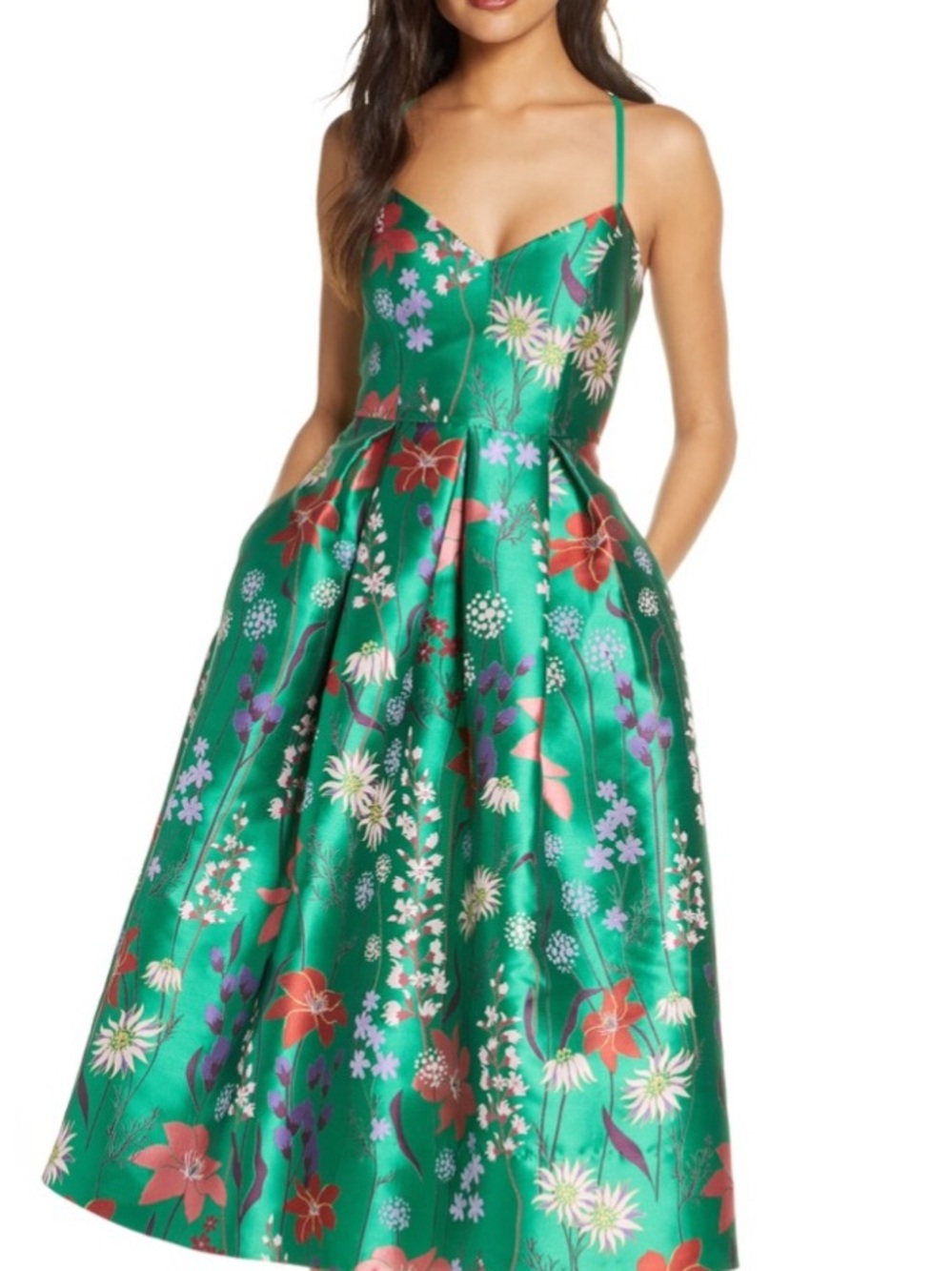 Eliza J Green Jacquard Formal Dress